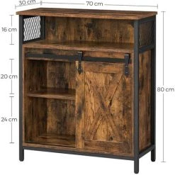 VASAGLE Meuble De Rangement, Buffet, Avec Porte De Grange Coulissante, Compartiment Ouvert, étagère Réglable, Style Industriel, Pour Entrée, Salon, Cuisine, Bureau, Marron Rustique Et Noir Par SONGMICS LSC089B01 - Marron Rustique Et Noir 9 VASAGLE Meuble De Rangement, Buffet, Avec Porte De Grange Coulissante, Compartiment Ouvert, étagère Réglable, Style Industriel, Pour Entrée, Salon, Cuisine, Bureau, Marron Rustique Et Noir Par SONGMICS LSC089B01 - Marron Rustique Et Noir -Buffet et enfilade Soldes 28067297 5