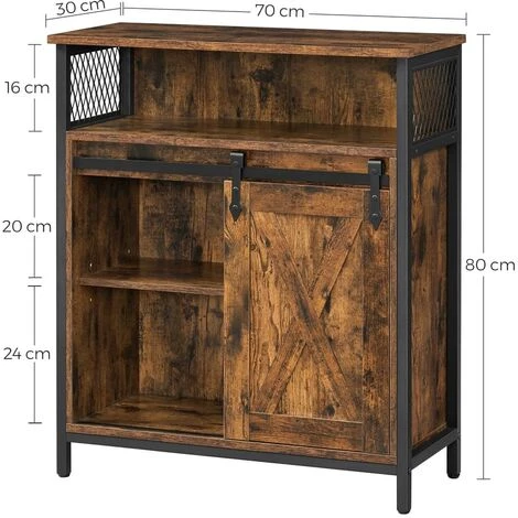 VASAGLE Meuble De Rangement, Buffet, Avec Porte De Grange Coulissante, Compartiment Ouvert, étagère Réglable, Style Industriel, Pour Entrée, Salon, Cuisine, Bureau, Marron Rustique Et Noir Par SONGMICS LSC089B01 - Marron Rustique Et Noir 5 VASAGLE Meuble De Rangement, Buffet, Avec Porte De Grange Coulissante, Compartiment Ouvert, étagère Réglable, Style Industriel, Pour Entrée, Salon, Cuisine, Bureau, Marron Rustique Et Noir Par SONGMICS LSC089B01 - Marron Rustique Et Noir – Image 5