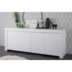 MILIBOO Buffet Design 4 Portes L210 Cm Blanc Mat TINO - Blanc Mat -Buffet et enfilade Soldes 28107074 2