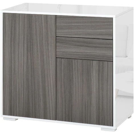 HOMCOM Commode Buffet Meuble De Rangement 2 Tiroirs 2 Portes Avec étagère 79 X 36 X 74 Cm Gris 1 HOMCOM Commode Buffet Meuble De Rangement 2 Tiroirs 2 Portes Avec étagère 79 X 36 X 74 Cm Gris