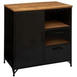 Buffet 1 Porte 3 Niches Cierna Atmosphera - Noir - Noir Et Naturel