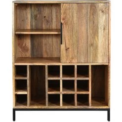 MILIBOO Meuble Range-bouteilles En Manguier Massif HIPPOLYTE - Naturel