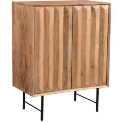 MILIBOO Buffet Haut En Manguier Massif Avec Portes En Relief L70 Cm AGRA - Naturel -Buffet et enfilade Soldes 28194440 3