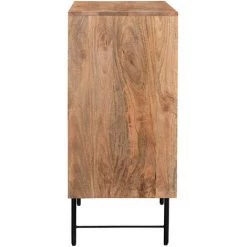 MILIBOO Buffet Haut En Manguier Massif Avec Portes En Relief L70 Cm AGRA - Naturel -Buffet et enfilade Soldes 28194440 4