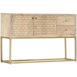 ASUPERMALL Buffet Dore 120 X 30 X 75 Cm Bois De Manguier Massif 7 ASUPERMALL Buffet Dore 120 X 30 X 75 Cm Bois De Manguier Massif -Buffet et enfilade Soldes 28379570 3