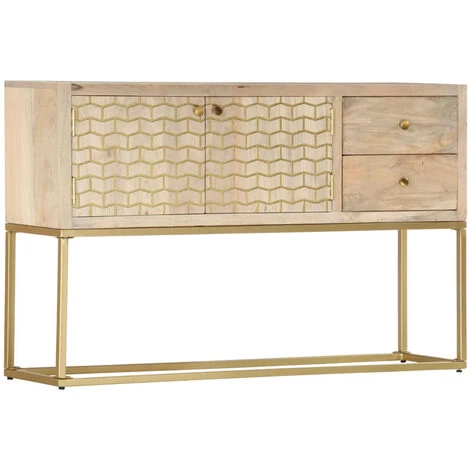 ASUPERMALL Buffet Dore 120 X 30 X 75 Cm Bois De Manguier Massif 4 ASUPERMALL Buffet Dore 120 X 30 X 75 Cm Bois De Manguier Massif – Image 4