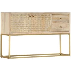 ASUPERMALL Buffet Dore 120 X 30 X 75 Cm Bois De Manguier Massif 9 ASUPERMALL Buffet Dore 120 X 30 X 75 Cm Bois De Manguier Massif -Buffet et enfilade Soldes 28379570 5