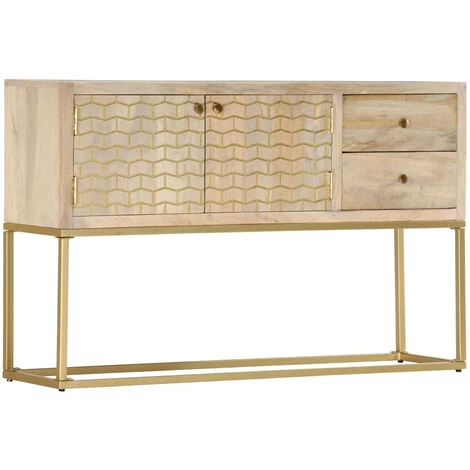 ASUPERMALL Buffet Dore 120 X 30 X 75 Cm Bois De Manguier Massif 5 ASUPERMALL Buffet Dore 120 X 30 X 75 Cm Bois De Manguier Massif – Image 5