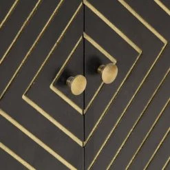 ASUPERMALL Buffet Noir Et Dore 60 X 30 X 75 Cm Bois De Manguier Massif -Buffet et enfilade Soldes 28379572 4