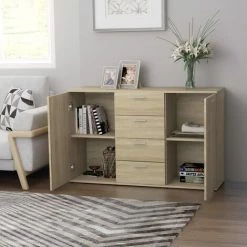 ASUPERMALL Buffet Chene Sonoma 120x35,5x75 Cm Agglomere 7 ASUPERMALL Buffet Chene Sonoma 120x35,5x75 Cm Agglomere -Buffet et enfilade Soldes 28380772 3