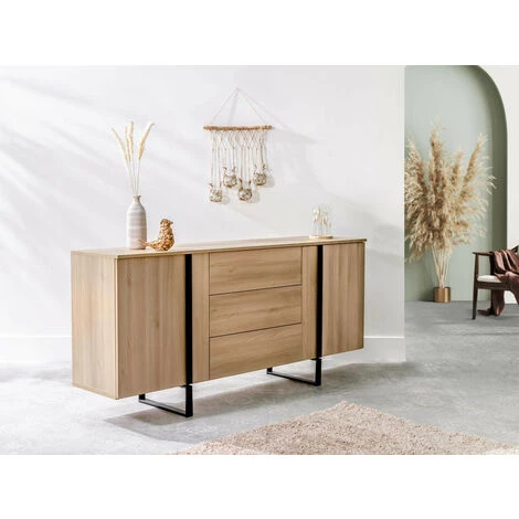 Buffets BOBOCHIC - Buffet 180 Cm ZAMBIA Chêne Et Métal - Marron 3 Buffets BOBOCHIC - Buffet 180 Cm ZAMBIA Chêne Et Métal - Marron – Image 3