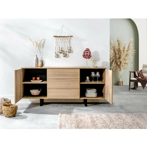 Buffets BOBOCHIC - Buffet 180 Cm ZAMBIA Chêne Et Métal - Marron 4 Buffets BOBOCHIC - Buffet 180 Cm ZAMBIA Chêne Et Métal - Marron – Image 4