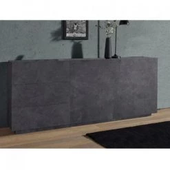 INSIDE75 Buffet Design VEGA 1780 Cm Finition Bois Gris Ardoise 2 Portes 3 Tiroirs - Gris -Buffet et enfilade Soldes 28521572 2