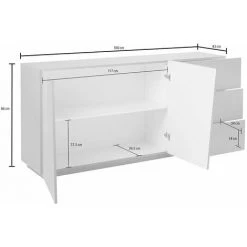 INSIDE75 Buffet Design VEGA 1780 Cm Finition Bois Gris Ardoise 2 Portes 3 Tiroirs - Gris -Buffet et enfilade Soldes 28521572 5