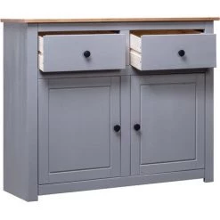 YOUTHUP Buffet Gris 93x40x80 Cm Pin Solide Assortiment Panama - Gris -Buffet et enfilade Soldes 28571922 3