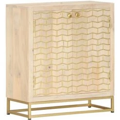 YOUTHUP Buffet Doré 60 X 30 X 70 Cm Bois De Manguier Massif - Or