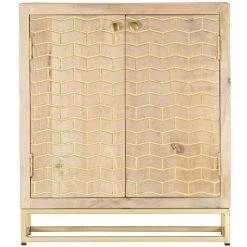 YOUTHUP Buffet Doré 60 X 30 X 70 Cm Bois De Manguier Massif - Or -Buffet et enfilade Soldes 28573024 3