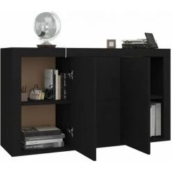 YOUTHUP Buffet Noir 120x36x69 Cm Aggloméré - Noir -Buffet et enfilade Soldes 28583564 4