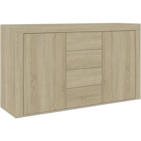 YOUTHUP Buffet Chêne Sonoma 120x36x69 Cm Aggloméré - Brun 2 YOUTHUP Buffet Chêne Sonoma 120x36x69 Cm Aggloméré - Brun – Image 2