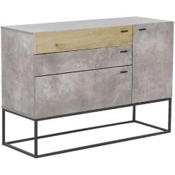 BELIANI Commode Grise / Effet Bois Clair 3 Tiroirs - Gris