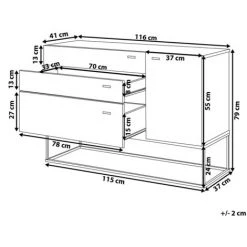BELIANI Commode Grise / Effet Bois Clair 3 Tiroirs - Gris -Buffet et enfilade Soldes 28700343 3