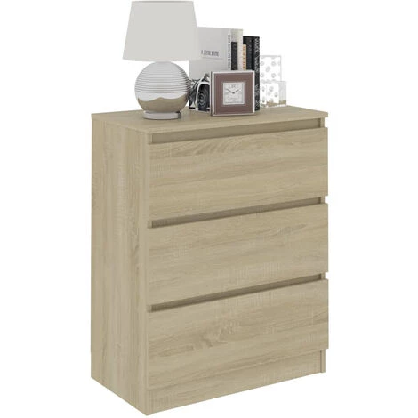 ASUPERMALL Buffet Chene Sonoma 60x35x76 Cm Agglomere 3 ASUPERMALL Buffet Chene Sonoma 60x35x76 Cm Agglomere – Image 3