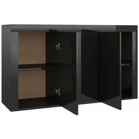 ASUPERMALL Buffet Noir Brillant 120x36x69 Cm Agglomere 5 ASUPERMALL Buffet Noir Brillant 120x36x69 Cm Agglomere – Image 5