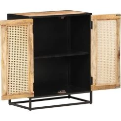VidaXL Buffet 60x35x75 Cm Bois De Manguier Brut Et Canne Naturelle - Brun 6 VidaXL Buffet 60x35x75 Cm Bois De Manguier Brut Et Canne Naturelle - Brun -Buffet et enfilade Soldes 28876585 2