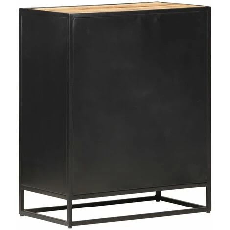 VidaXL Buffet 60x35x75 Cm Bois De Manguier Brut Et Canne Naturelle - Brun 4 VidaXL Buffet 60x35x75 Cm Bois De Manguier Brut Et Canne Naturelle - Brun – Image 4