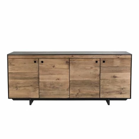 MACABANE ANDREA - Buffet 4 Portes Bois Pin Recyclé Naturel Et Noir - Brun 2 MACABANE ANDREA - Buffet 4 Portes Bois Pin Recyclé Naturel Et Noir - Brun – Image 2