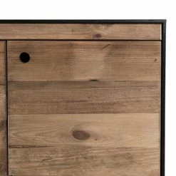 MACABANE ANDREA - Buffet 4 Portes Bois Pin Recyclé Naturel Et Noir - Brun 7 MACABANE ANDREA - Buffet 4 Portes Bois Pin Recyclé Naturel Et Noir - Brun -Buffet et enfilade Soldes 28900538 3
