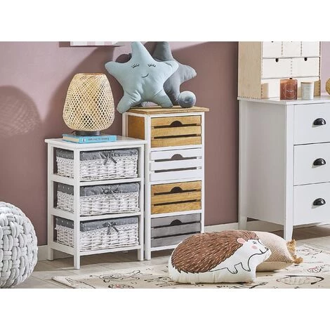 BELIANI Chiffonnier Bois Clair / Blanc 4 Caisses - Blanc 2 BELIANI Chiffonnier Bois Clair / Blanc 4 Caisses - Blanc – Image 2