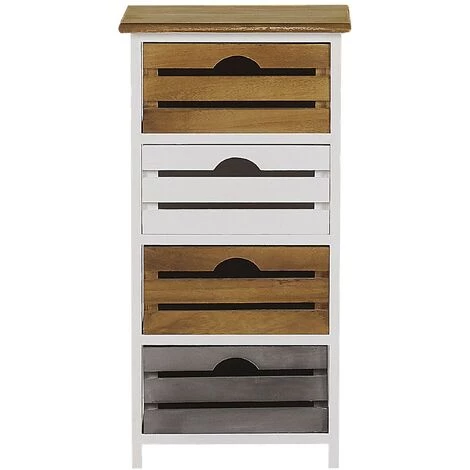 BELIANI Chiffonnier Bois Clair / Blanc 4 Caisses - Blanc 3 BELIANI Chiffonnier Bois Clair / Blanc 4 Caisses - Blanc – Image 3