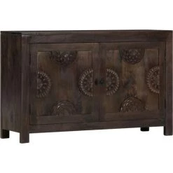 TRUE DEAL Buffet Avec Dessin Sculpté 110x35x70 Cm Bois De Manguier Massif