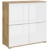 HUCOCO JADEA - Buffet Style Scandinave Salon/salle à Manger - 106x104x41 - 4 Portes+8 Compartiments - Commode - Blanc