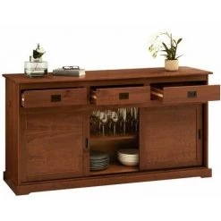 IDIMEX Buffet SAVONA Bahut Vaisselier Commode Avec 3 Tiroirs Et 3 Portes Coulissantes, En Pin Massif Lasuré Brun Foncé - Brun Foncé -Buffet et enfilade Soldes 29167235 3