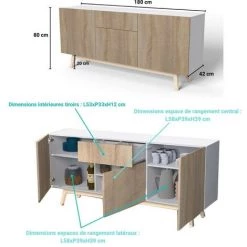 LE QUAI DES AFFAIRES Bahut HOME 3 Portes 1 Tiroir / Blanc Et Chêne Blanchi/ 42 -Buffet et enfilade Soldes 29296601 4