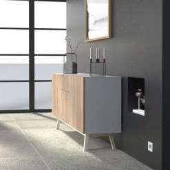 LE QUAI DES AFFAIRES Bahut HOME 3 Portes 1 Tiroir / Blanc Et Chêne Blanchi/ 42 -Buffet et enfilade Soldes 29296601 5