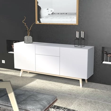 LE QUAI DES AFFAIRES Bahut HOME 3 Portes 1 Tiroir / Blanc/ 180x42x80 Cm 1 LE QUAI DES AFFAIRES Bahut HOME 3 Portes 1 Tiroir / Blanc/ 180x42x80 Cm