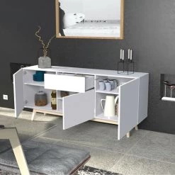 LE QUAI DES AFFAIRES Bahut HOME 3 Portes 1 Tiroir / Blanc/ 180x42x80 Cm 7 LE QUAI DES AFFAIRES Bahut HOME 3 Portes 1 Tiroir / Blanc/ 180x42x80 Cm -Buffet et enfilade Soldes 29296602 3