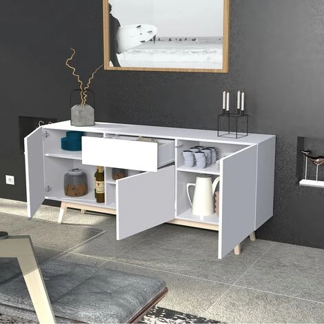 LE QUAI DES AFFAIRES Bahut HOME 3 Portes 1 Tiroir / Blanc/ 180x42x80 Cm 3 LE QUAI DES AFFAIRES Bahut HOME 3 Portes 1 Tiroir / Blanc/ 180x42x80 Cm – Image 3