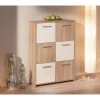 CAESAROO Buffet De Salon 115 Cm Chêne Clair Et Laqué Blanc Avec 6 Portes | Chêne Et Blanc