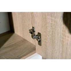 CAESAROO Buffet De Salon 115 Cm Chêne Clair Et Laqué Blanc Avec 6 Portes | Chêne Et Blanc -Buffet et enfilade Soldes 29448801 5