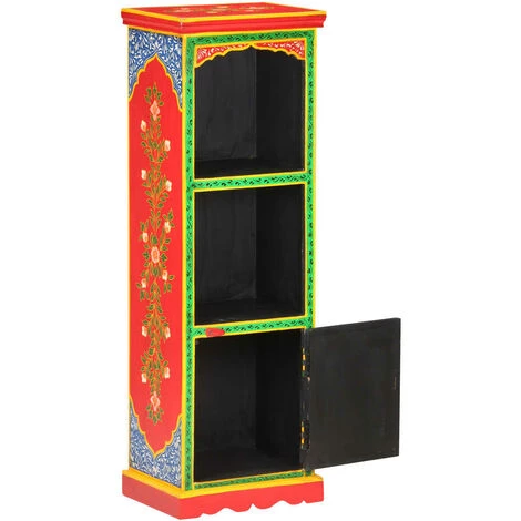 VidaXL Buffet Peint à La Main 40x30x120 Cm Bois De Manguier Solide - Multicolore 2 VidaXL Buffet Peint à La Main 40x30x120 Cm Bois De Manguier Solide - Multicolore – Image 2
