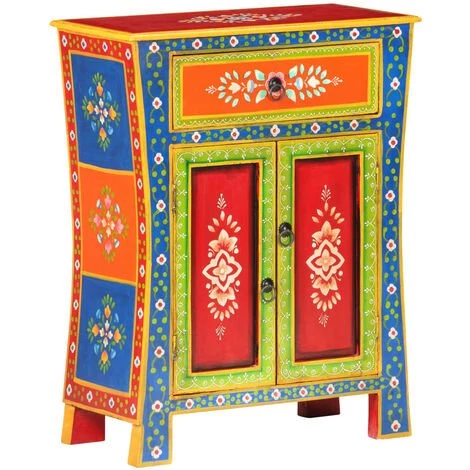VidaXL Buffet Peint à La Main 60x30x75 Cm Bois De Manguier Massif - Multicolore 1 VidaXL Buffet Peint à La Main 60x30x75 Cm Bois De Manguier Massif - Multicolore