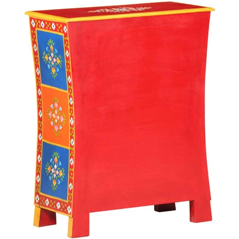 VidaXL Buffet Peint à La Main 60x30x75 Cm Bois De Manguier Massif - Multicolore 5 VidaXL Buffet Peint à La Main 60x30x75 Cm Bois De Manguier Massif - Multicolore – Image 5