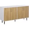 HOMCOM Buffet Meuble De Rangement 2 Placards 2 Portes Avec étagères Réglables Blanc Chêne Clair - Beige