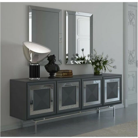 AZURA HOME DESIGN Buffet LUXEMBURG FUME 4 Portes - Miroir 1 AZURA HOME DESIGN Buffet LUXEMBURG FUME 4 Portes - Miroir