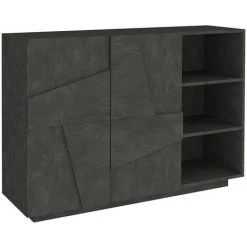 AHD AMAZING HOME DESIGN Buffet De Salon Entrée 2 Portes 3 Compartiments Ouverts Ping Komode Ardesia -Buffet et enfilade Soldes 29644386 3