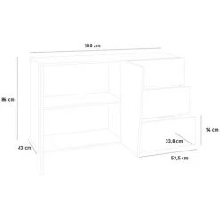 AHD AMAZING HOME DESIGN Commode Design Moderne 2 Portes 3 Tiroirs Coulissants Vega Living L Ardesia -Buffet et enfilade Soldes 29644391 5